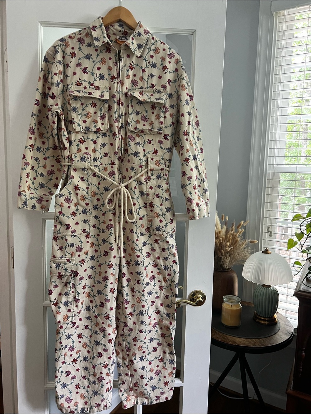 Floral Utility Jumpsuit in Cream
